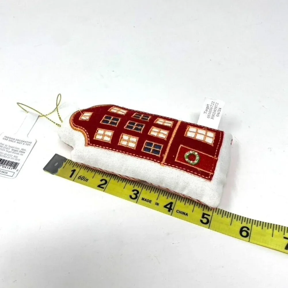Target Fabric Plush Building House Christmas Tree Ornament Red/White Wondershop